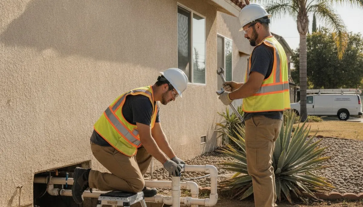Anaheim, CA plumber repairing plumbing for residential service from plumberanaheimca-new.com